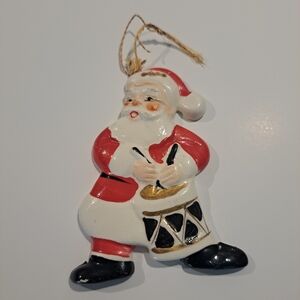Vtg Yona Porcelain Santa Drum Ornament